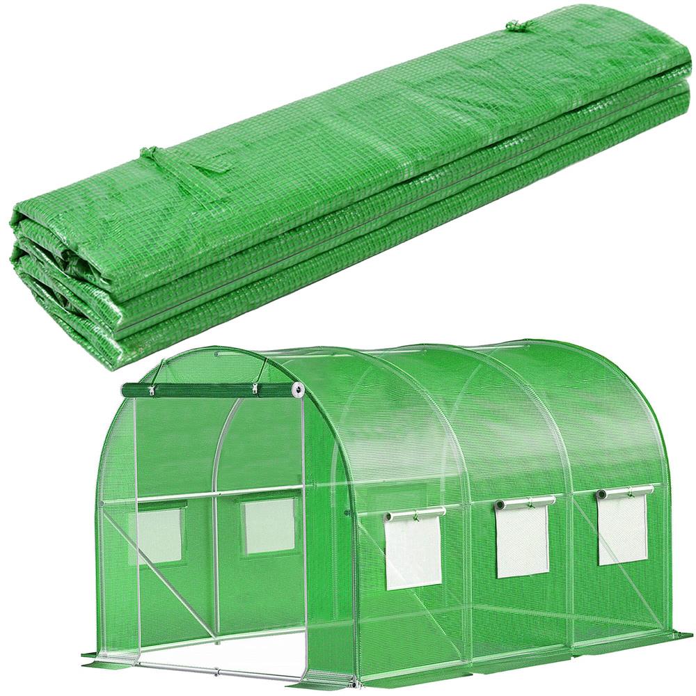 Csere fólia üvegházhoz 300 x 200 x 200 cm, PE 140 g/m² PP hálóval, UV4, 6 ablakkal és cipzáras ajtóval, zöld - Image 16