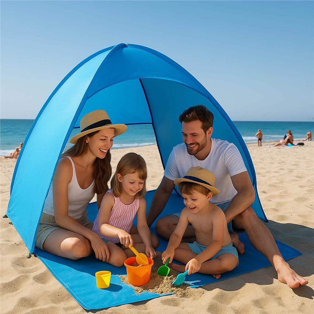 POP-UP onnyilo strand sátor szellozo haloval es UV-vedelemmel, 160x140x115 cm, kek - Image 2