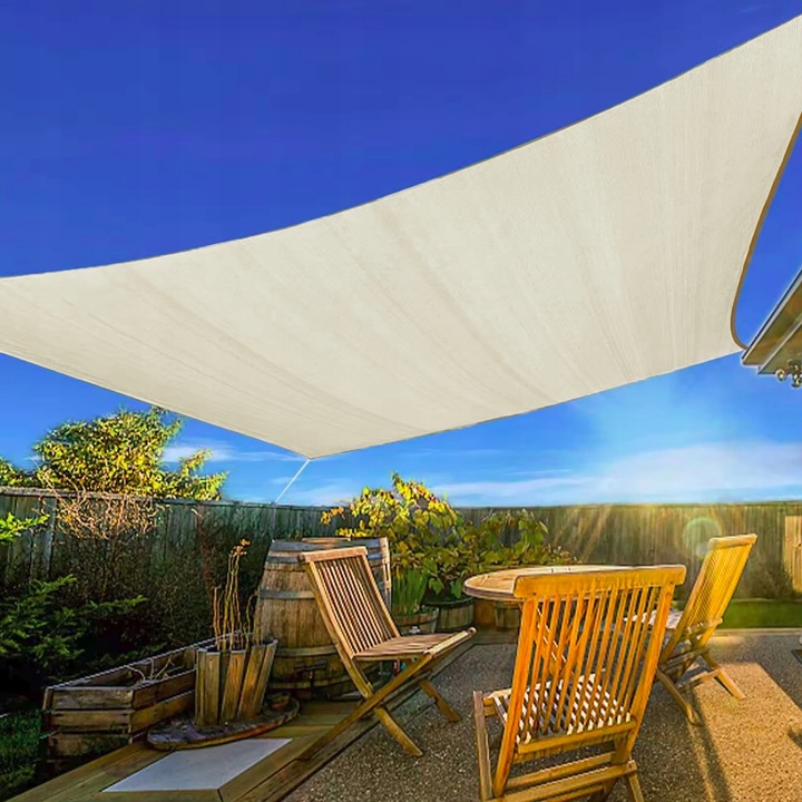 Téglalap alakú napvitorla 200×300 cm, vízálló, UV-védelemmel, 180 g/m² poliészter, bézs - Image 4