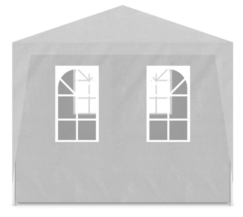 Kerti pavilon, 300x900 cm, 8 levehető oldalfallal, ablakokkal és ajtóval, fém szerkezettel, vízálló PE borítással, fehér - Image 5
