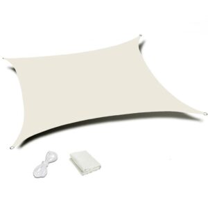 Téglalap alakú napvitorla 200×300 cm, vízálló, UV-védelemmel, 180 g/m² poliészter, bézs