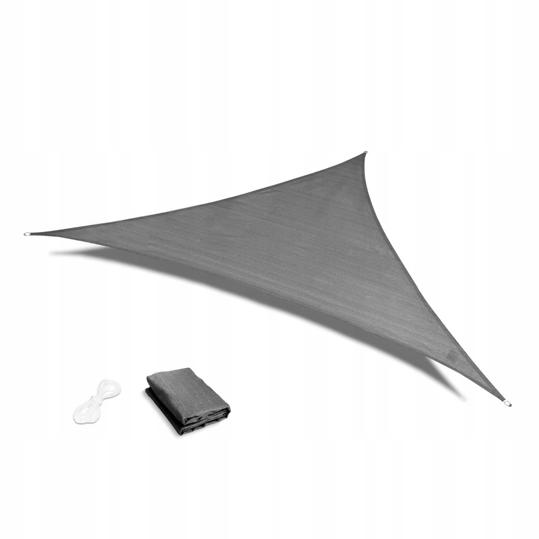 Háromszög alakú napvitorla 500x500x500 cm, vízálló, UV-védelemmel, 180 g/m² poliészter, szürke színű