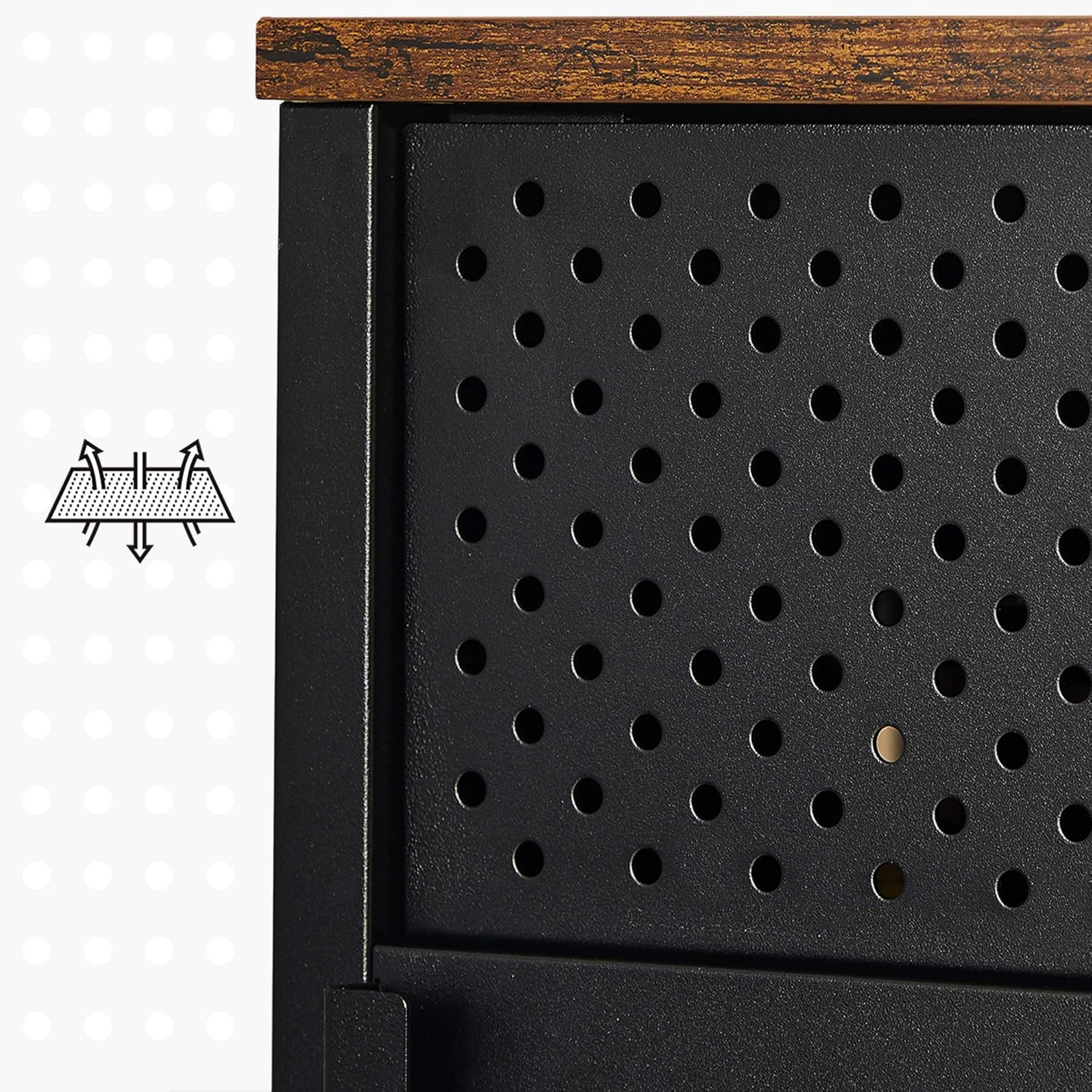 SONGMICS TV-szekrény 120×40×55 cm, 3 állítható polccal, 2 ajtóval, vintage stílus, forgácslap és acél, matt barna–fekete - Image 6