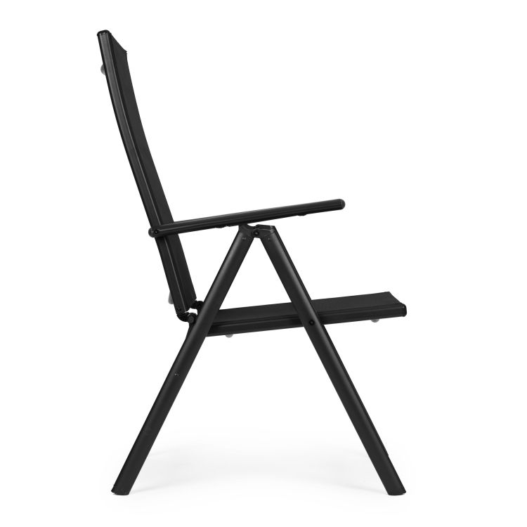 4 darabos kerti szék szett, 70x57x106 cm, összecsukható, 7 fokozatban állítható háttámlával, acélvázzal és textilén huzattal, fekete színben - Image 8
