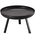 Kerti tűzrakó 60×36 cm, 2 mm vastag acél, levehető lábakkal, magas hőmérsékletnek ellenálló, fekete