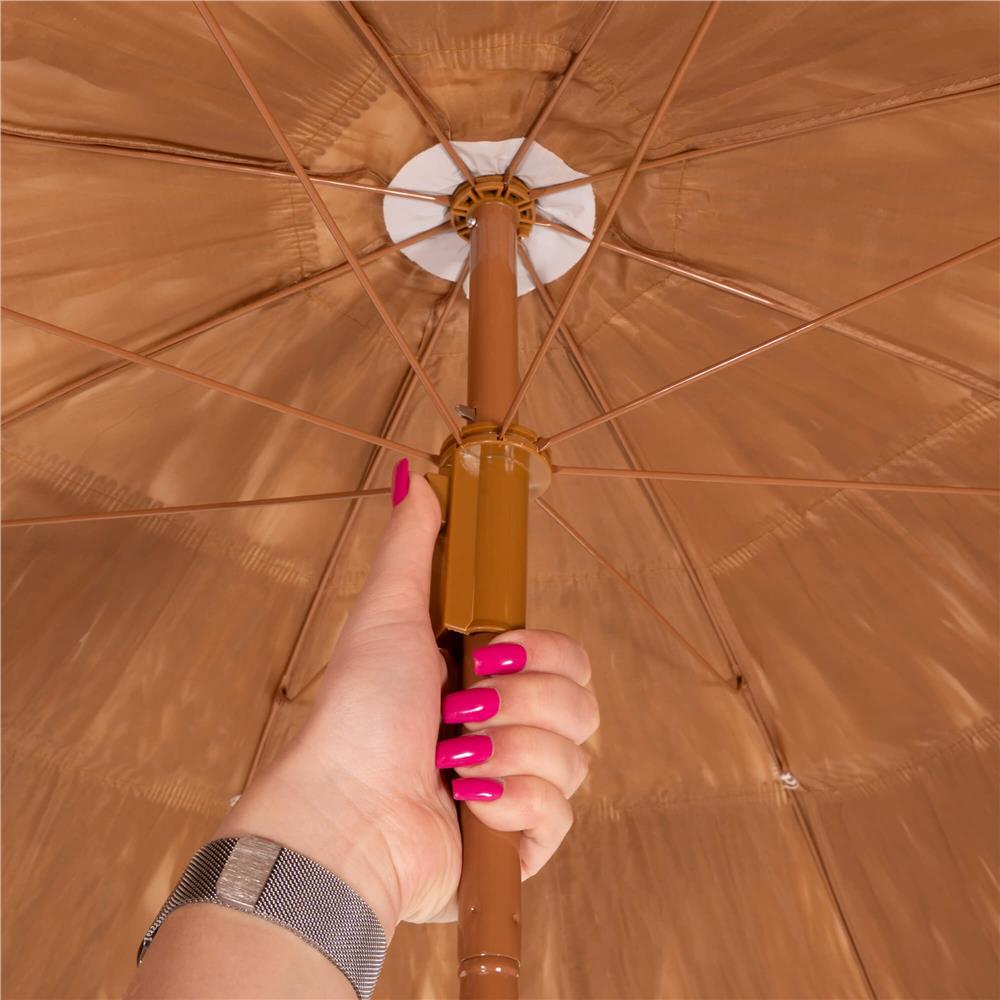 Összecsukható hawaii típusú strandernyő, állítható magassággal és dőlésszöggel, fém vázzal, 160 cm, barna - Image 15