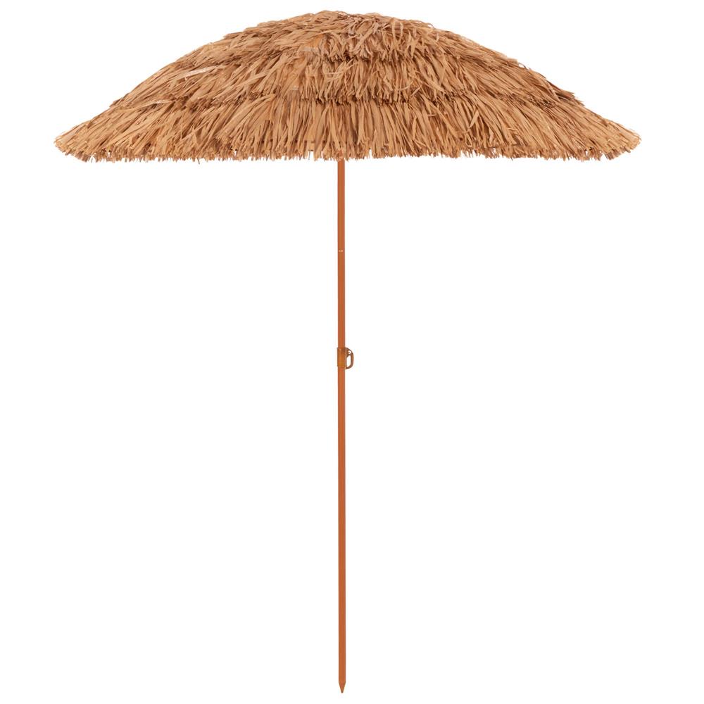Összecsukható hawaii típusú strandernyő, állítható magassággal és dőlésszöggel, fém vázzal, 160 cm, barna - Image 19