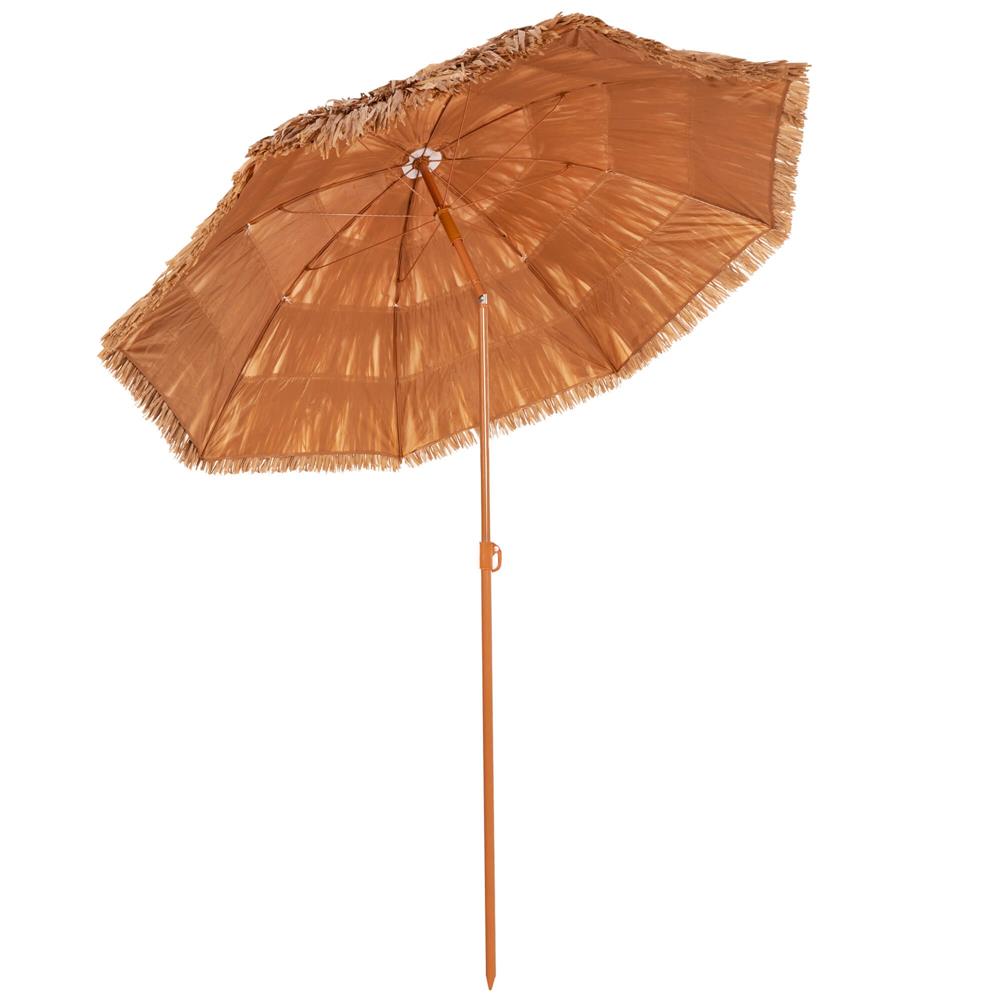 Összecsukható hawaii típusú strandernyő, állítható magassággal és dőlésszöggel, fém vázzal, 160 cm, barna - Image 20