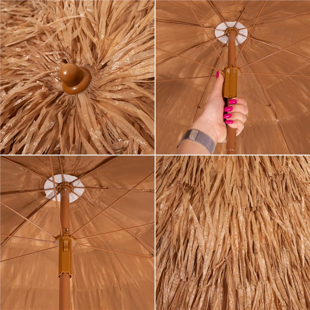 Összecsukható hawaii típusú strandernyő, állítható magassággal és dőlésszöggel, fém vázzal, 160 cm, barna - Image 30