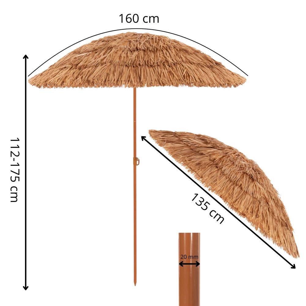 Összecsukható hawaii típusú strandernyő, állítható magassággal és dőlésszöggel, fém vázzal, 160 cm, barna - Image 32