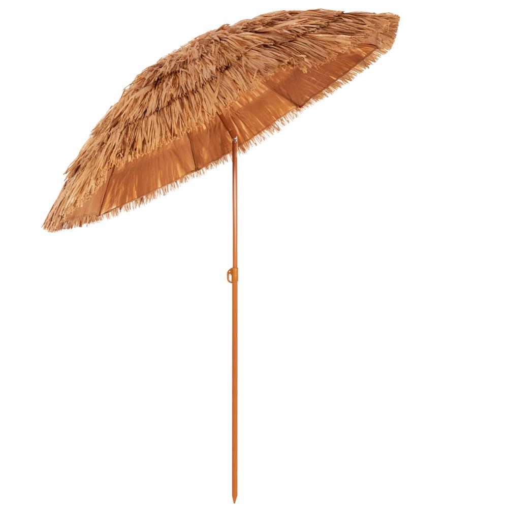 Összecsukható hawaii típusú strandernyő, állítható magassággal és dőlésszöggel, fém vázzal, 160 cm, barna