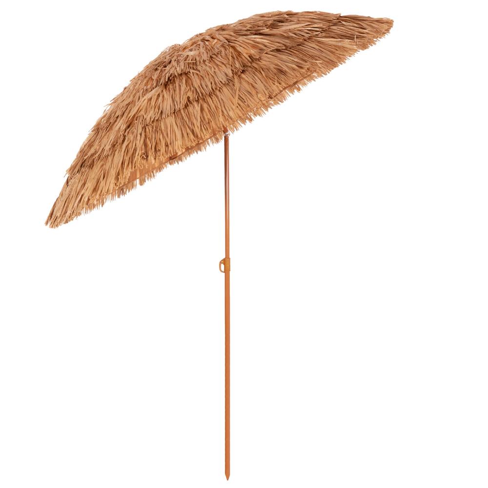 Összecsukható hawaii típusú strandernyő, állítható magassággal és dőlésszöggel, fém vázzal, 160 cm, barna - Image 9
