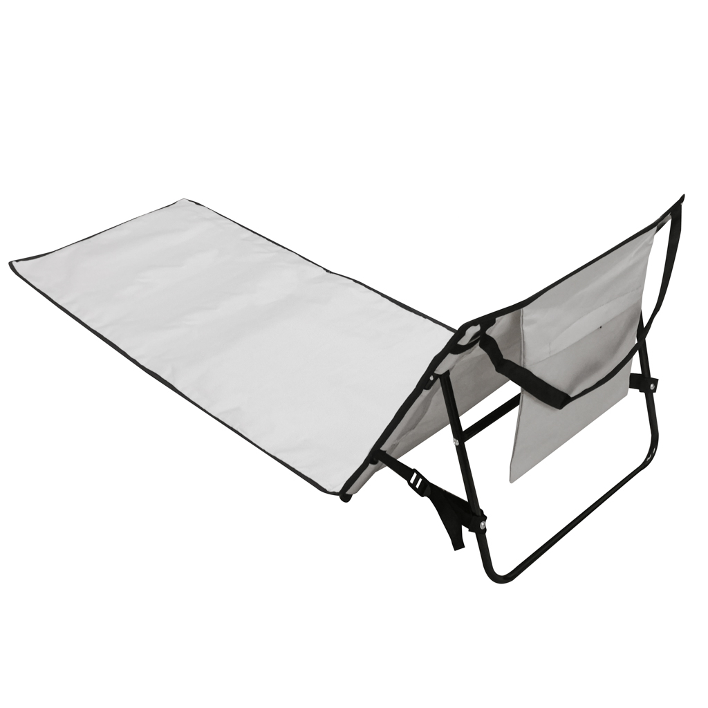 Összecsukható strandnyugágy állítható háttámlával, fém vázzal, 150x47 cm, szürke - Image 2