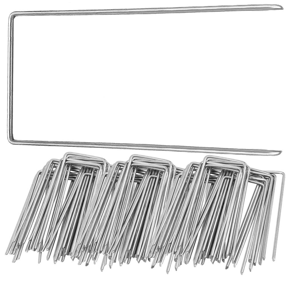 100 darabos fém rögzítő tű (ankor) szett agrotextil rögzítéséhez, 15×7 cm, ezüst színben - Image 8