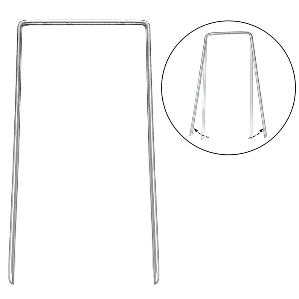100 darabos fém rögzítő tű (ankor) szett agrotextil rögzítéséhez, 15×7 cm, ezüst színben - Image 2
