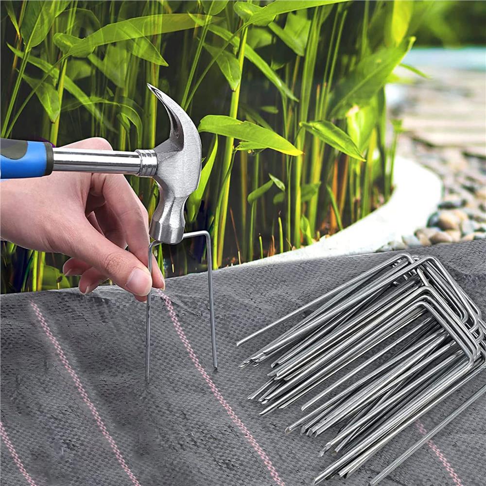100 darabos fém rögzítő tű (ankor) szett agrotextil rögzítéséhez, 15×7 cm, ezüst színben - Image 5
