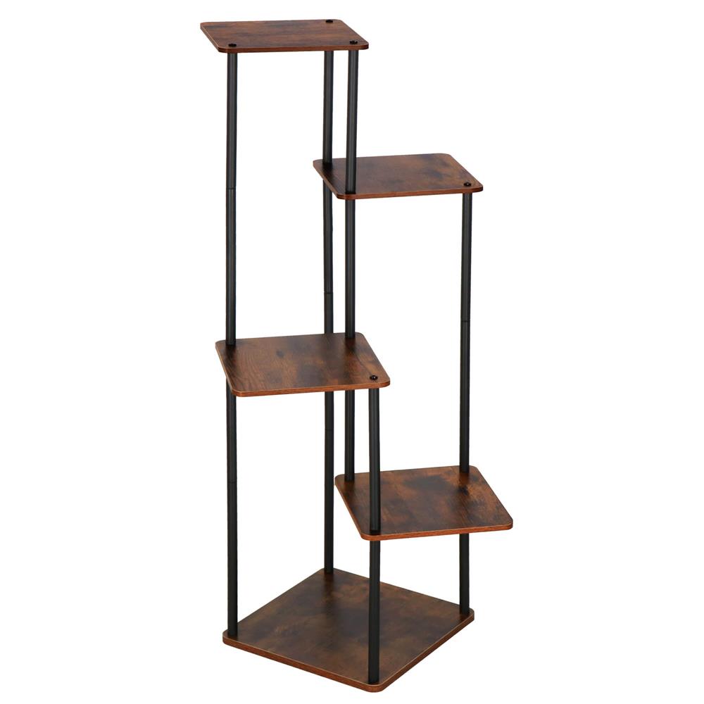 Virágtartó állvány, 106x58 cm, fekete/világosbarna – 5 polccal, fém szerkezettel, modern kialakítással - Image 4