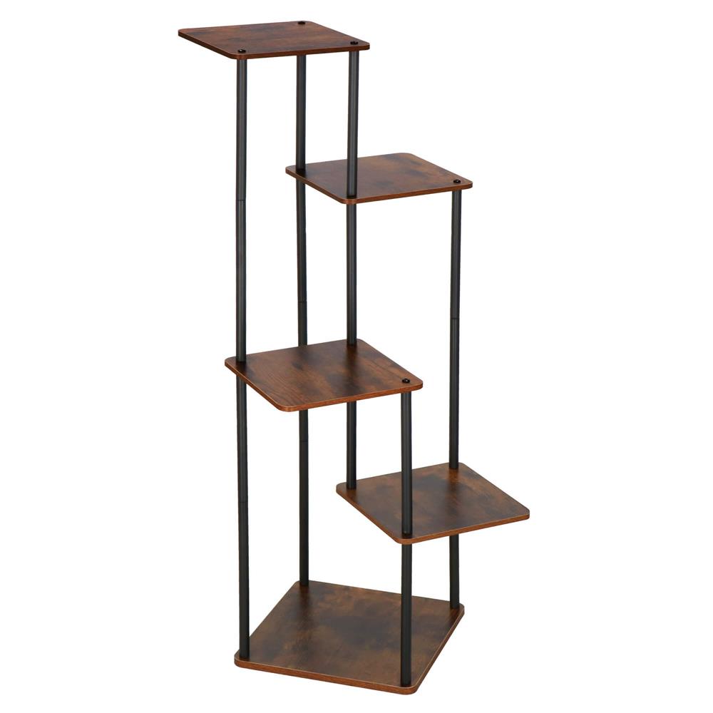 Virágtartó állvány, 106x58 cm, fekete/világosbarna – 5 polccal, fém szerkezettel, modern kialakítással - Image 5