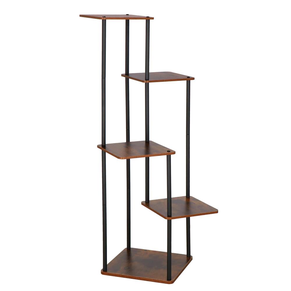 Virágtartó állvány, 106x58 cm, fekete/világosbarna – 5 polccal, fém szerkezettel, modern kialakítással - Image 6