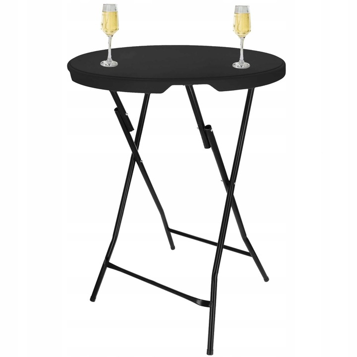 Masa catering profesionala pentru evenimente, inalta, cu picioare metal pliabile, rotunda, d 80 cm, h 110 cm, negru - Image 11