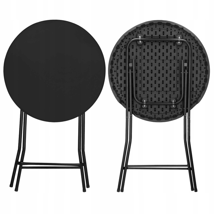 Masa catering profesionala pentru evenimente, inalta, cu picioare metal pliabile, rotunda, d 80 cm, h 110 cm, negru - Image 4