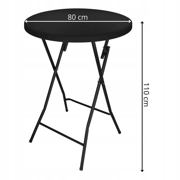 Masa catering profesionala pentru evenimente, inalta, cu picioare metal pliabile, rotunda, d 80 cm, h 110 cm, negru - Image 6