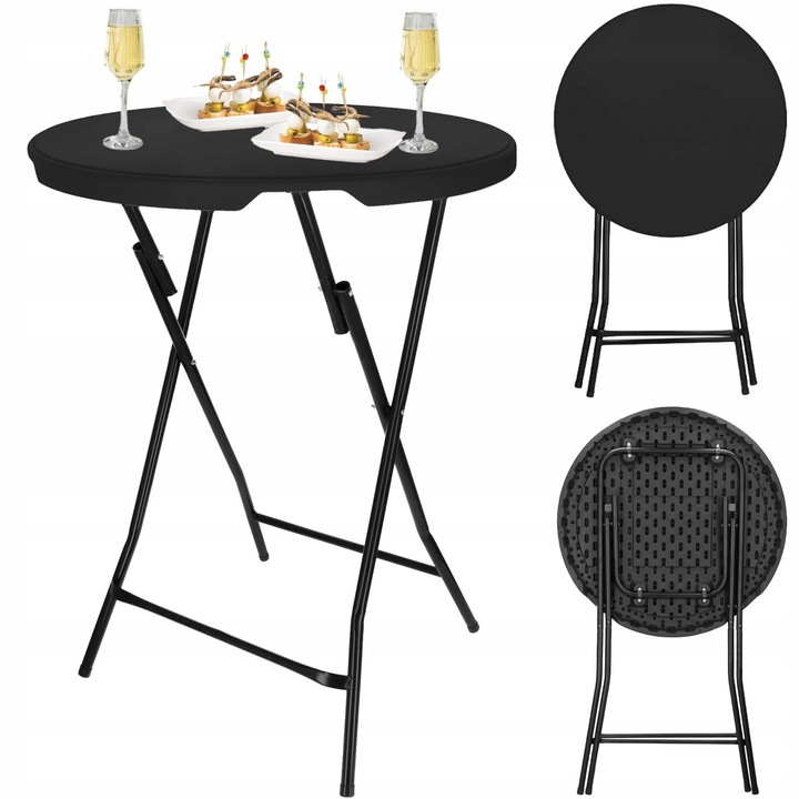 Masa catering profesionala pentru evenimente, inalta, cu picioare metal pliabile, rotunda, d 80 cm, h 110 cm, negru - Image 7