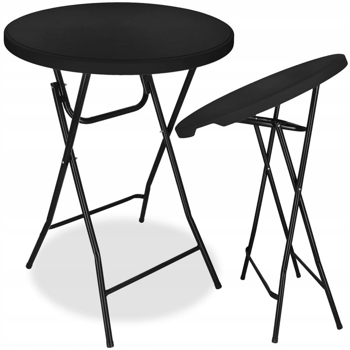Masa catering profesionala pentru evenimente, inalta, cu picioare metal pliabile, rotunda, d 80 cm, h 110 cm, negru - Image 8