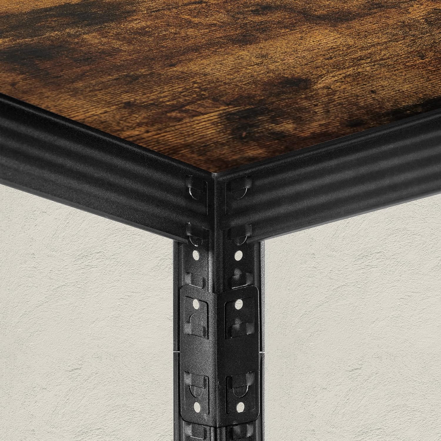 SONGMICS Etajera 5 rafturi ajustabile, structura metalica, stil industrial, MDF, 37x37x150 cm, maro si negru - Image 9