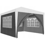 Oldalfalak pavilonhoz, 295x195 cm, 4 darabos szett, ablakokkal és ajtóval, vízálló PE anyagból, szürke.