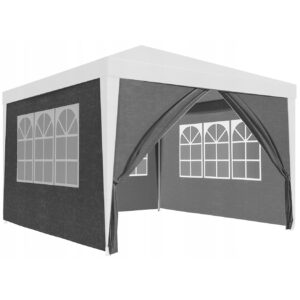 Oldalfalak pavilonhoz, 295x195 cm, 4 darabos szett, ablakokkal és ajtóval, vízálló PE anyagból, szürke.