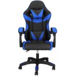 Irodai gamer szek, ergonomikus, derektamasszal es fejtamasszal, 114-123x55x50 cm, fekete es kek