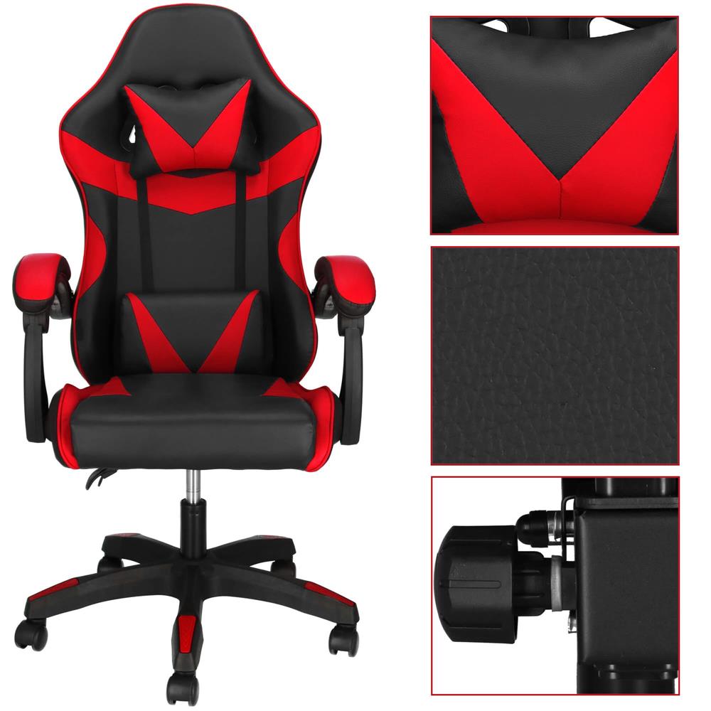 Irodai gamer szek, ergonomikus, derektamasszal es fejtamasszal, 114-123x55x50 cm, fekete es piros - Image 11