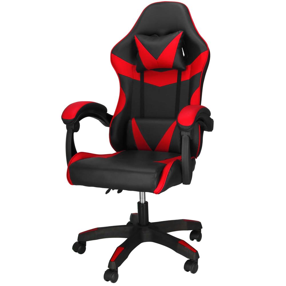 Irodai gamer szek, ergonomikus, derektamasszal es fejtamasszal, 114-123x55x50 cm, fekete es piros - Image 12