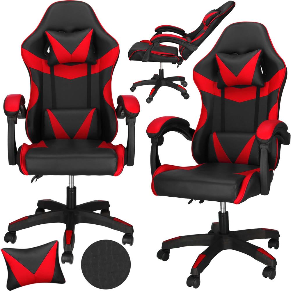 Irodai gamer szek, ergonomikus, derektamasszal es fejtamasszal, 114-123x55x50 cm, fekete es piros - Image 20