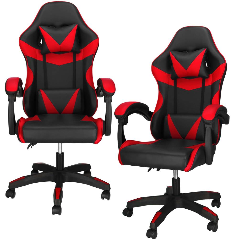 Irodai gamer szek, ergonomikus, derektamasszal es fejtamasszal, 114-123x55x50 cm, fekete es piros - Image 4