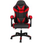 Irodai gamer szek, ergonomikus, derektamasszal es fejtamasszal, 114-123x55x50 cm, fekete es piros