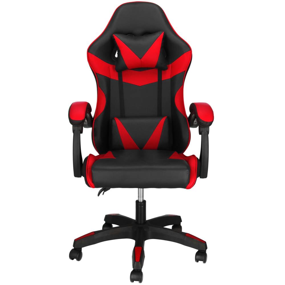 Irodai gamer szek, ergonomikus, derektamasszal es fejtamasszal, 114-123x55x50 cm, fekete es piros