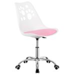 Ergonomikus irodai szék, habszivacs ülőfelülettel, magasságban állítható, max. 120 kg, 90x49x48 cm, fehér és rózsaszín