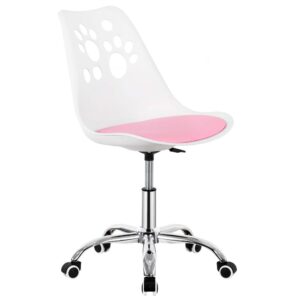Ergonomikus irodai szék, habszivacs ülőfelülettel, magasságban állítható, max. 120 kg, 90x49x48 cm, fehér és rózsaszín