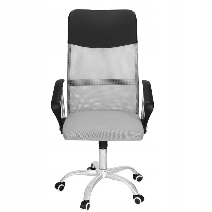 Ergonomikus irodai szék magasságállítással, mesh és műbőr kárpittal, 58x60x117 cm, szürke