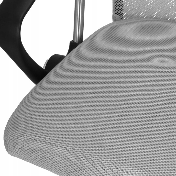Ergonomikus irodai szék magasságállítással, mesh és műbőr kárpittal, 58x60x117 cm, szürke - Image 5