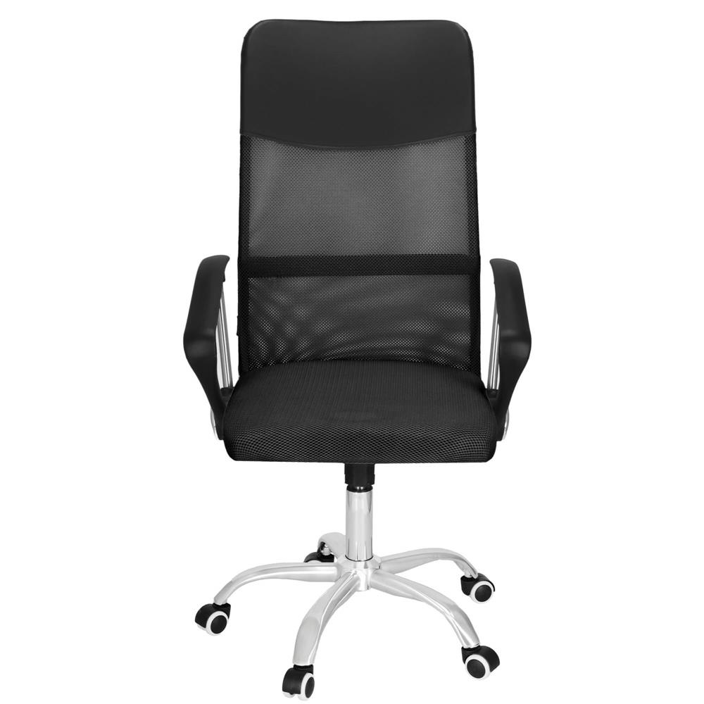 Állítható irodai szék, ergonomikus, légáteresztő mikrohálós háttámlával és krómozott fém talppal, 117x58x60 cm, fekete - Image 13