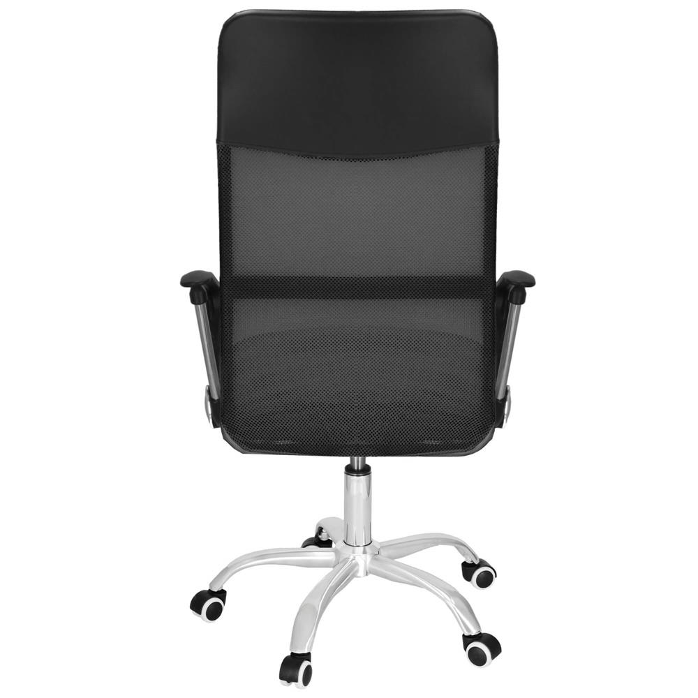 Állítható irodai szék, ergonomikus, légáteresztő mikrohálós háttámlával és krómozott fém talppal, 117x58x60 cm, fekete - Image 8