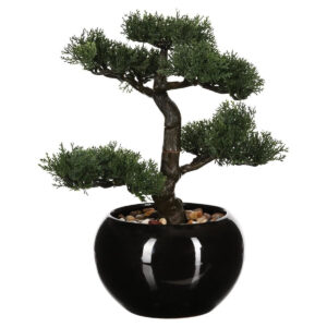 Atmosphera mu bonsai keramia cserépben dekorativ kövekkel, 36 cm, zöld