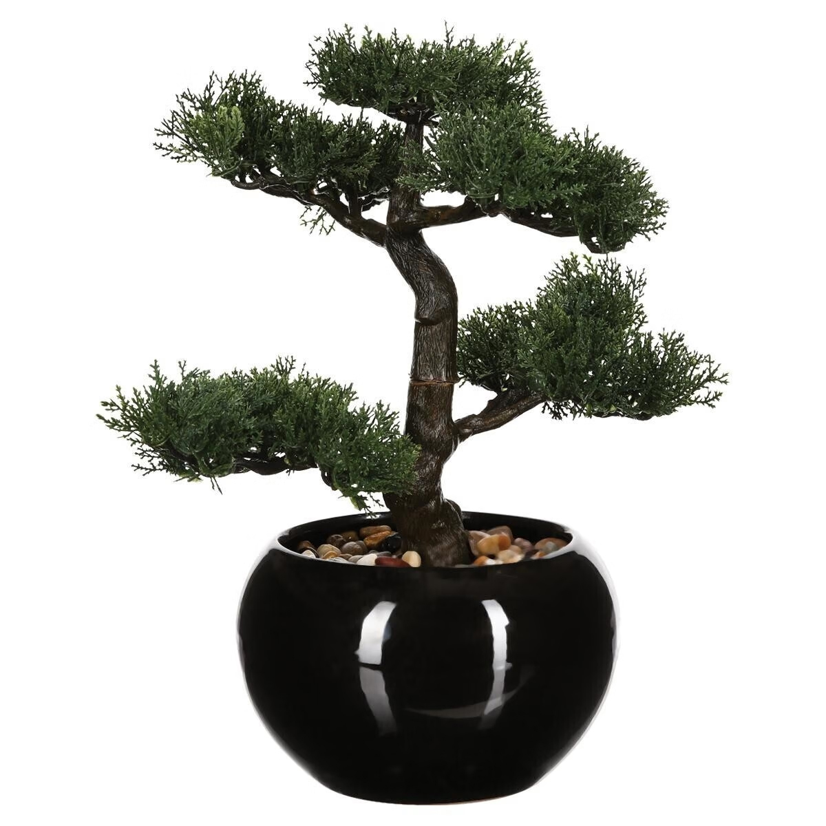 Atmosphera mu bonsai keramia cserépben dekorativ kövekkel, 36 cm, zöld