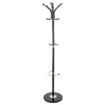 5Five fém állófogas 12 akasztóval és esernyőtartóval, acél és márvány, 182 cm, fekete
