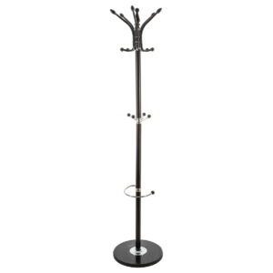5Five fém állófogas 12 akasztóval és esernyőtartóval, acél és márvány, 182 cm, fekete