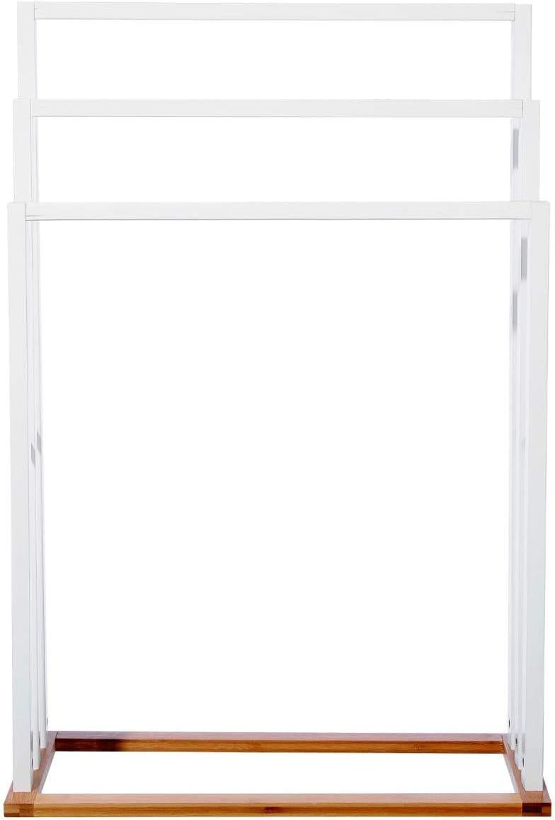 5Five Lysandre törölközőtartó állvány 3 polccal, 55x24x82 cm, fehér bambusz - Image 4