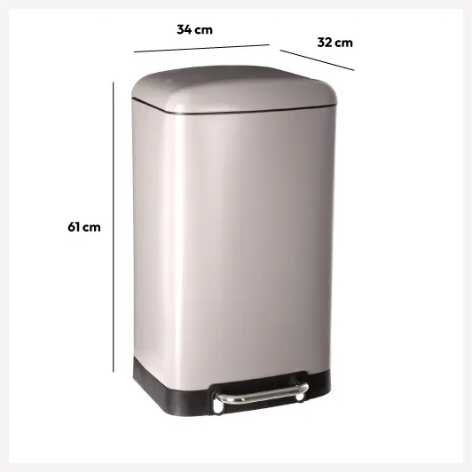 Cos gunoi cu pedala 30L 5Five Ariane, forma rotunda, otel inoxidabil si PP, 34x30,5x61 cm, taupe - Image 5